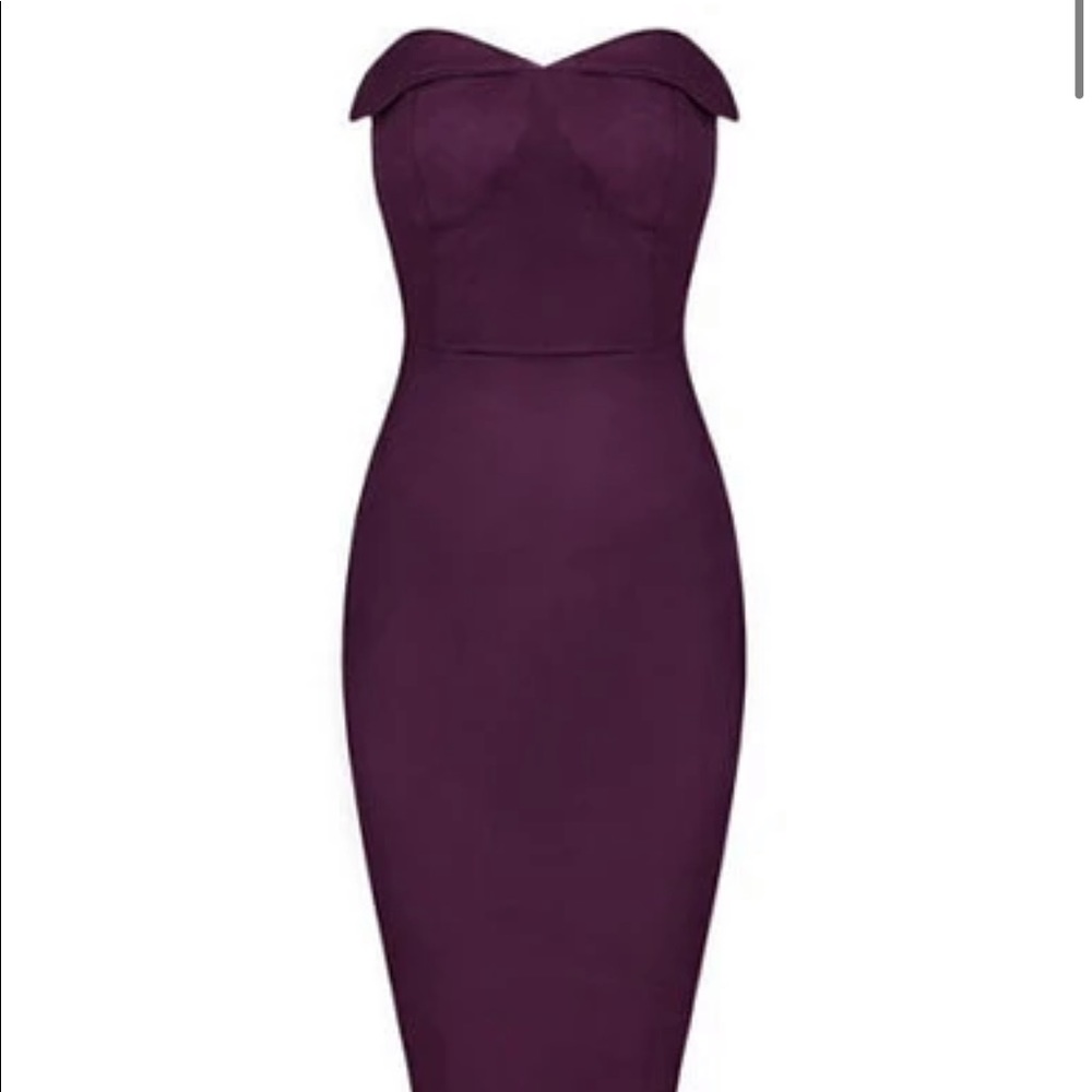 BW CLOSET - Purple/Wine Bodycon Suede Midi Dress